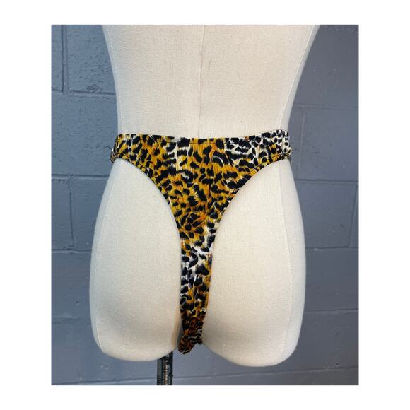Men's Unisex Leopard Cheetah Print Stretchy Thong Underwear One Size Deadstock - Picture 2 of 10